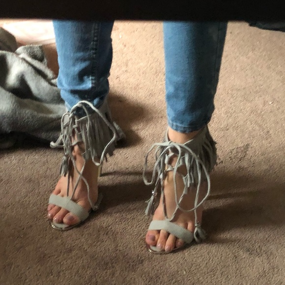 Fringe Faux Suede Heels - Picture 3 of 6